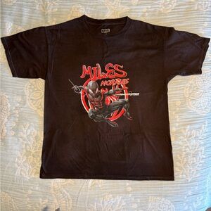 Brown Graphic T-Shirt with Red and Black Design